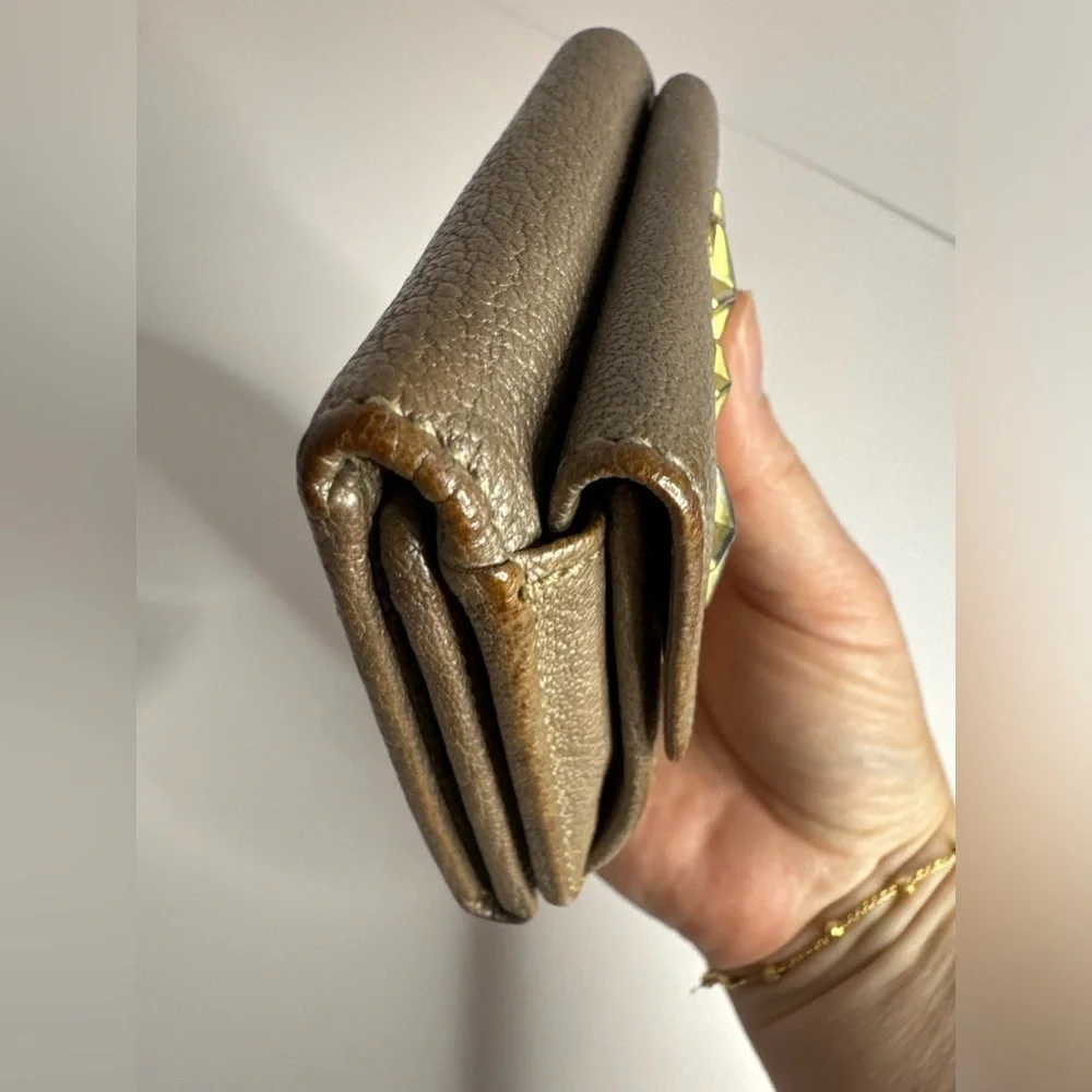 💖 #175 Jimmy Choo Nemo Star Studded Metallic Leather Tri-fold Compact Wallet
